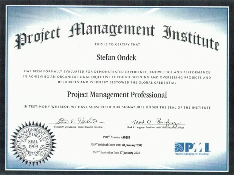 Project Management Professional PMI/ PMP certificate