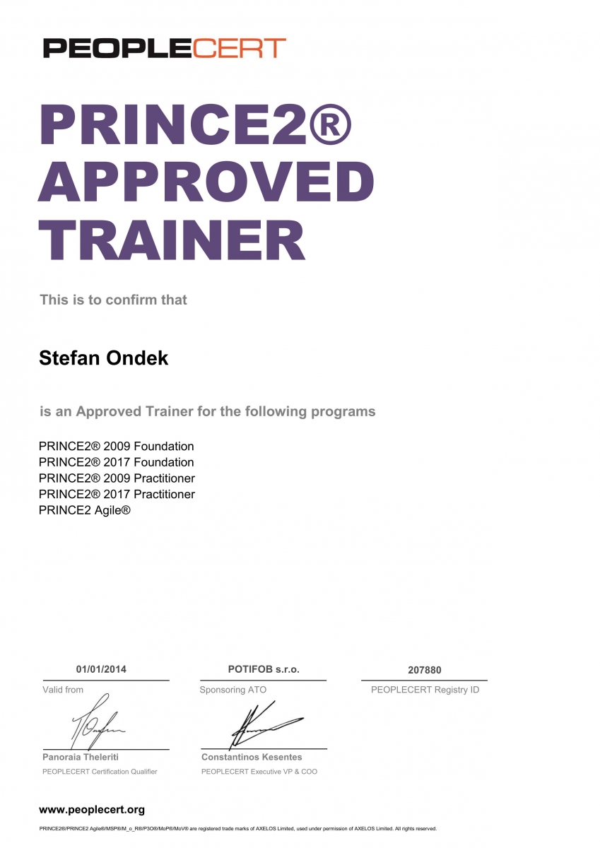 PRINCE2 2017 Approved Trainer PEOPLECERT