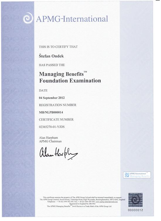Management of Benefits - Foundation certificate