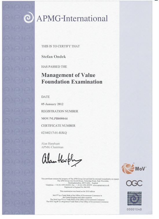 MoV - Management of Value - Foundation certificate