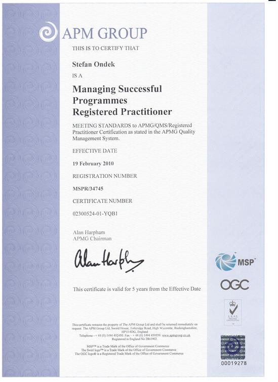 Managing Successfull Programmes - Practitioner certificate